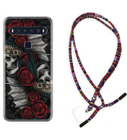 TCL 10L 10 Plus 10SE 20E 20SE 30 L7 Kılıf Boyun Asklı Rasta Silikon Skull Rose 1673