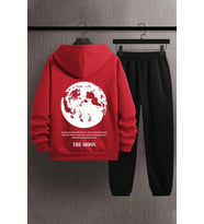 Unisex The Moon Baskılı Eşofman Takımı (A.Kırmızı)