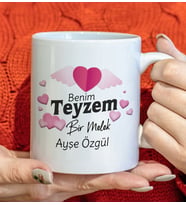 BK Gift Kişiye Özel Benim Teyzem Bir Melek Tasarımlı Beyaz Kupa Bardak, Doğum Günü Hediyesi