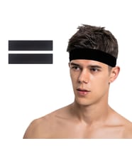 Spor Saç Bandı 2li Sporcu Erkek Kafa Bandı Headband Tenis Gym Ter Bantı Spor Fitness Saç Bantları Yoga Crossfit Bisiklet Koşu Yürüyüş Erkekler İçin Süper Penye Esnek Canlı Likralı İddia Geniş Alın Bandı 2li Set (Siyah)