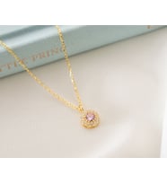 925 Ayar Gümüş Ekim Ayı Doğum Taşı ( Pink Tourmaline ) Kolye