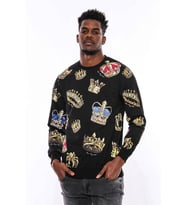 Siyah Bisiklet Yaka Taşlı Ve Baskılı Sweatshirt - Wessi