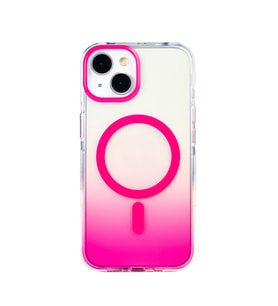 Apple iPhone 14 Uyumlu Kılıf M-safe Şarj Özellikli Transparan Renk Geçişli Zore Toros Kapak (Rose)