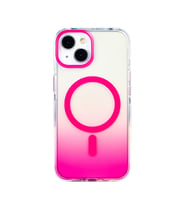 Apple iPhone 14 Uyumlu Kılıf M-safe Şarj Özellikli Transparan Renk Geçişli Zore Toros Kapak (Rose)