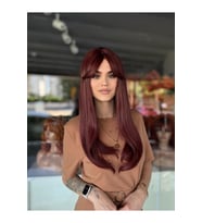 Kızıl Uzun Perçemli Gerçek Saç Dokusunda Peruk