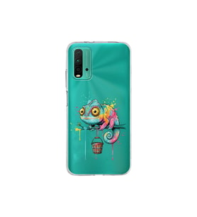 Redmi 9T ile Uyumlu Splash Bukalemun Tasarımlı Şeffaf Silikon Kılıf