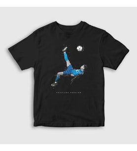 Presmono Unisex Çocuk Siyah Reverse Shot Rövaşata Cristiano Ronaldo T-Shirt 326458tt