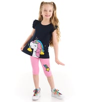 Unicorn Gücü Kız Çocuk T-shirt Tayt Takım