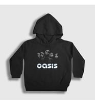 Presmono Unisex Çocuk Siyah Band Oasis Kapüşonlu Sweatshirt 100048tt