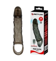 Pretty Love Titreşimli 3Cm Uzatmalı Silikon Penis Kılıfı siyahi Vibratör Dildo