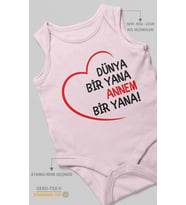 Dünya bir yana annem bir yana Sıfır Kollu Bebek Zıbını %100 Pamuk