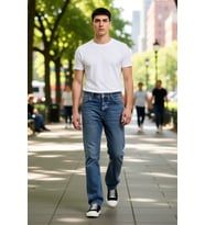 Erkek Moda Baggy Fit Bol Kot Pantolon Pamuk Regular Boy Geniş Paça Günlük Stiller Modern Tasarım