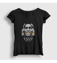 Presmono Kadın Siyah Gold ASAP Rocky T-Shirt 153041tt