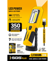 Sgs5054 Şarjlı El Feneri Led Ampul 350 Lumen 3.7 Volt Mıknatıslı El Feneri (Sarı)