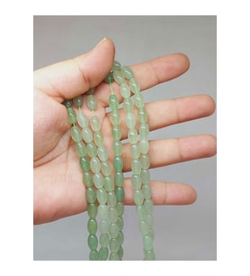 Bileklik Boy Aventurin Taşı Arpa Kesim Yarım Dizi 6*8.5mm (49986) (18CM UZUNLUĞUNDADIR)