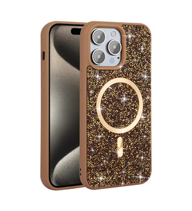 iPhone 14 Pro Max Kılıf Pırlanta Tasarımlı M-safe Şarj Özellikli Mozaik Silikon Kapak