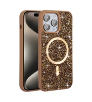 iPhone 14 Pro Max Kılıf Pırlanta Tasarımlı M-safe Şarj Özellikli Mozaik Silikon Kapak