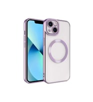 Apple iPhone 14 Uyumlu Kılıf M-safe Wireless Şarj Özellikli Zore Setro Silikon (Lila)