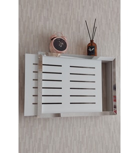 25x35x7 cm Izgaralı Beyaz-Gümüş Duvara Asılabilir Sigorta ve Modem-Wifi Saklama Kutusu! Saklama Kutusu