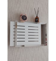 25x35x7 cm Izgaralı Beyaz-Gümüş Duvara Asılabilir Sigorta ve Modem-Wifi Saklama Kutusu! Saklama Kutusu