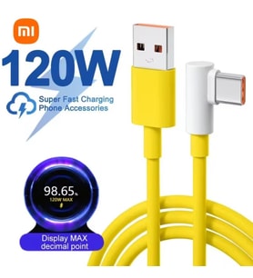 Xiaomi-Samsung-Huawei Uyumlu 120W 6A Usb Type C Orjinal Kutu Çıkması 1 Metre SARI