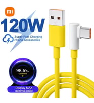 Xiaomi-Samsung-Huawei Uyumlu 120W 6A Usb Type C Orjinal Kutu Çıkması 1 Metre SARI