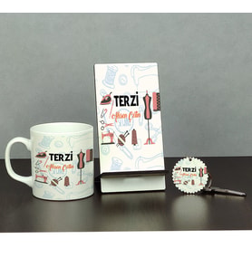 Terzi Üçlü Set (Kupa + Telefon Standı + Anahtarlık)