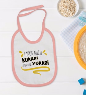 BK Kids Takun Bağa Kukari Tasarımlı Pembe Bebek Mama Önlüğü-1