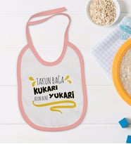 BK Kids Takun Bağa Kukari Tasarımlı Pembe Bebek Mama Önlüğü-1