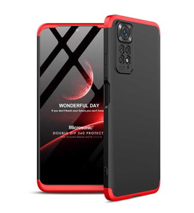 Microsonic Xiaomi Redmi Note 11S Kılıf Double Dip 360 Protective Siyah Kırmızı (Siyah-Kırmızı)