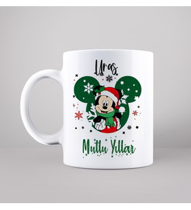 Mickey Mouse & Yılbaşı & Mutlu Yıllar Tasarımlı Kupa Kişiye Özel