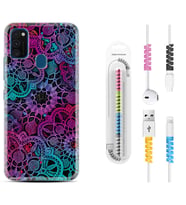 Samsung M21 M22 M23 M30 M31S M32 Kılıf Kablo Koruma Spiral Silikon Colurful Mandala 1667