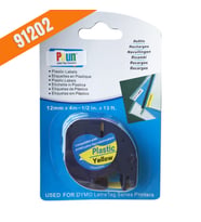 PUUN®Dymo Letratag 59423 Plastik Sarı Etikete Siyah S0721620 12MM x 4m Muadil (Çok Renkli)