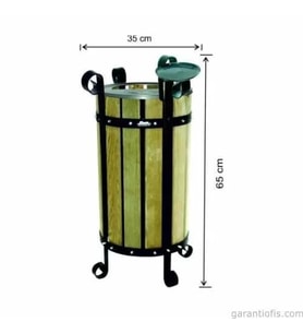 Garanti Metal 2113 Ahşap Yuvarlak  Bahçe Tipi Çöp Kovası (28 Litre)