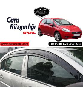 Fiat Punto 2009-2018 Uyumlu Mugen Cam Rüzgarlığı Seti Piano Black 4'lü İthal