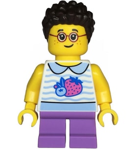 Lego Minifigür Creator Child - Girl, White Collared Shirt with Fruit twn471 (Lacivert)