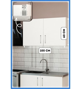 100 cm Mini Mutfak Üst Modül Dolabı Modern Duvara Monte Dolap