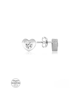 SWAROVSKİ TAŞLI  ZİRCONİA PIRLANTA MONTÜR KALP 925 AYAR GÜMÜŞ KÜPE