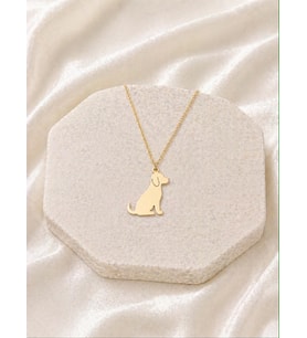 Kişiye Özel 925 Ayar Gümüş Minimal Köpek Figürlü Kolye (Gold)