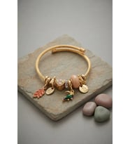 Kuş Figürlü Charmlı Gold Renk Bileklik