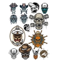 İskelet Kurukafa Sticker Set-4 13 Parça Telefon, Tablet, Defter, Laptop Sticker