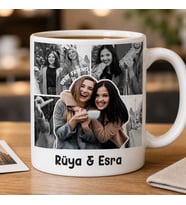 Kişiye Özel Best Friend Fotoğraf Kolajlı ve İsimli Kupa