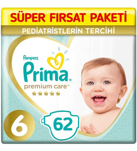 Prima Premium Care 6 Beden Bebek Bezi  62 Adet