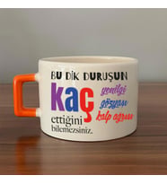 Bu Dik Duruşun Baskılı Kadınlar Günü Turuncu Kulplu C Fincan