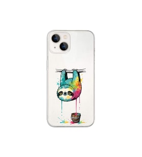 iPhone 14 ile Uyumlu Splash Tembel Hayvan Tasarımlı Şeffaf Silikon Kılıf