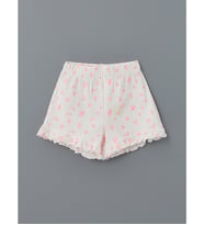 LCW Kids Ekru Beli Lastikli Çiçekli Kız Çocuk Şort