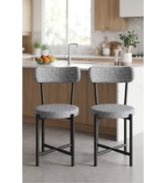 Sandalye 2 Adet Keten Kumaş Metal Ayak Modern Mutfak Sandalyesi Cafe Balkon Ofis Teddy 9813 Antrasit