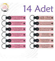 Pembe & Yavru Ağzı, 14’lü Set, Kişisel Deri Anahtarlık, Doğum Günü Partilerine Küçük Sürpriz