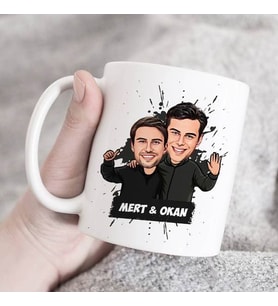 Kişiye Özel Yakın Dostlar Karikatürlü Kupa Bardak