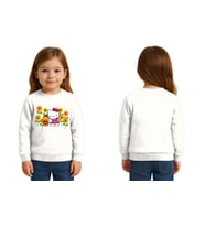 Unisex Hello Kity Baskılı Çocuk Swaetshirt 3 İplik Şardonlu (Beyaz)
